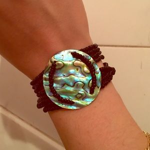 Opal black beaded bracelet